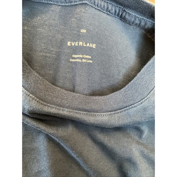 Everlane XXS 100% Organic Cotton Crop Boxy Tee Navy Blue Minimalist Basic - Picture 9 of 10